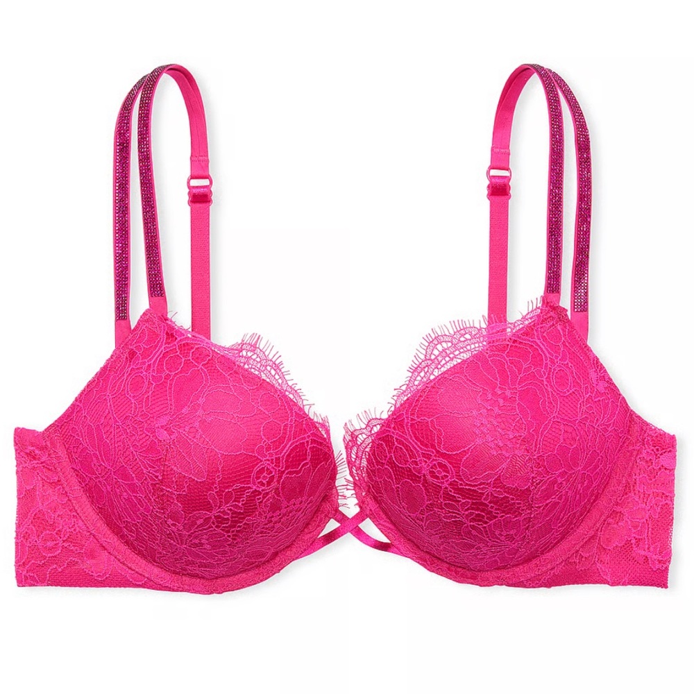 Bombshell Add-2-Cups Shine Strap Lace Push-Up Bra